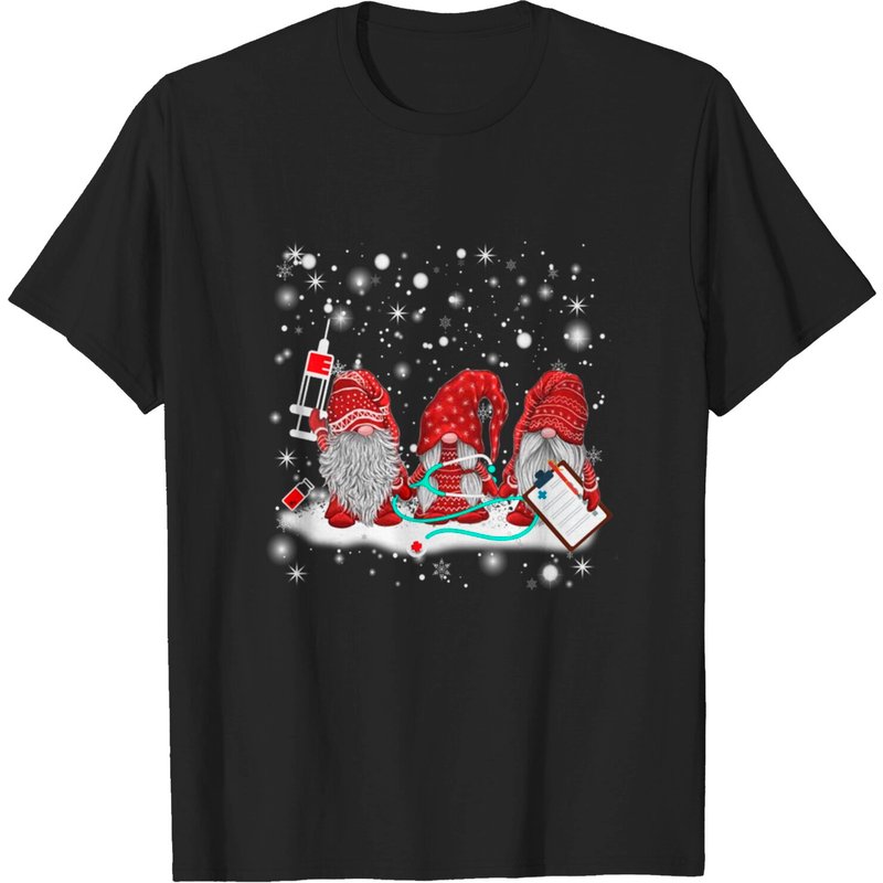 T-shirt drôle de gnomes infirmiers Noël avec lumières pour hommes — T-shirts pour hommes