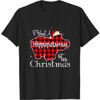 I Want A Hippopotamus For Christmas Plaid T-Shirt for Men
