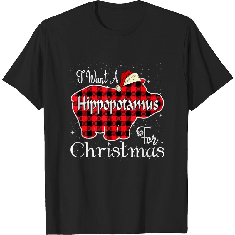 I Want A Hippopotamus For Christmas Plaid T-Shirt for Men — Mens T Shirts