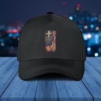 Casquette Vintage Faith Over Fear avec Croix Chrétienne et Drapeau Américain — Casquette de baseball