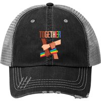 Casquette Trucker Égalité Justice Sociale Droits Humains Ensemble Mains Arc-en-ciel