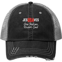Jesus Saves Usa One Nation Under God Trucker Hat — Baseball Cap
