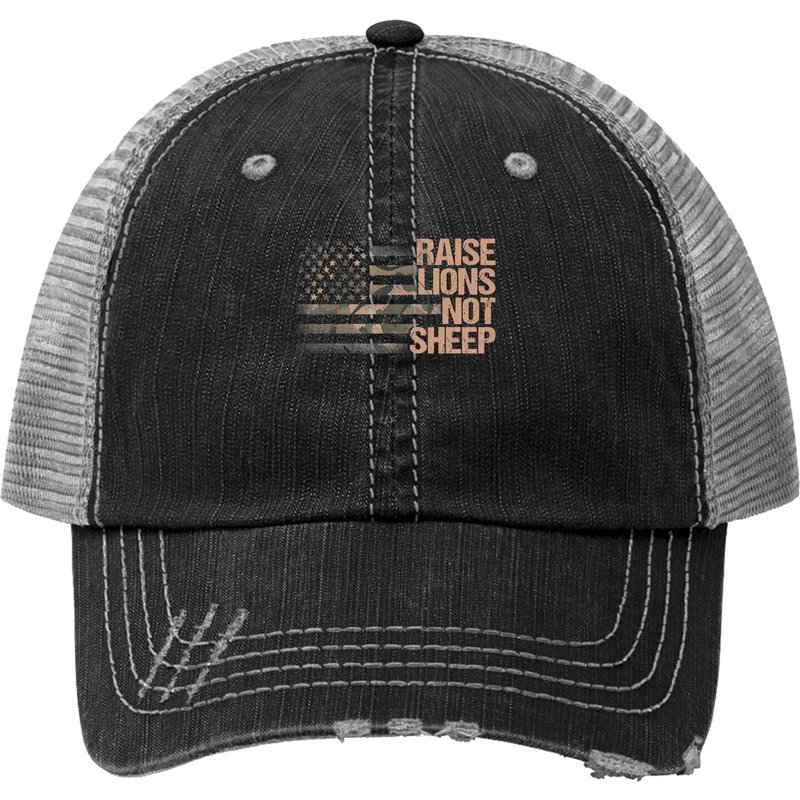 Casquette Trucker Patriote Lion Raise Lions Not Sheep