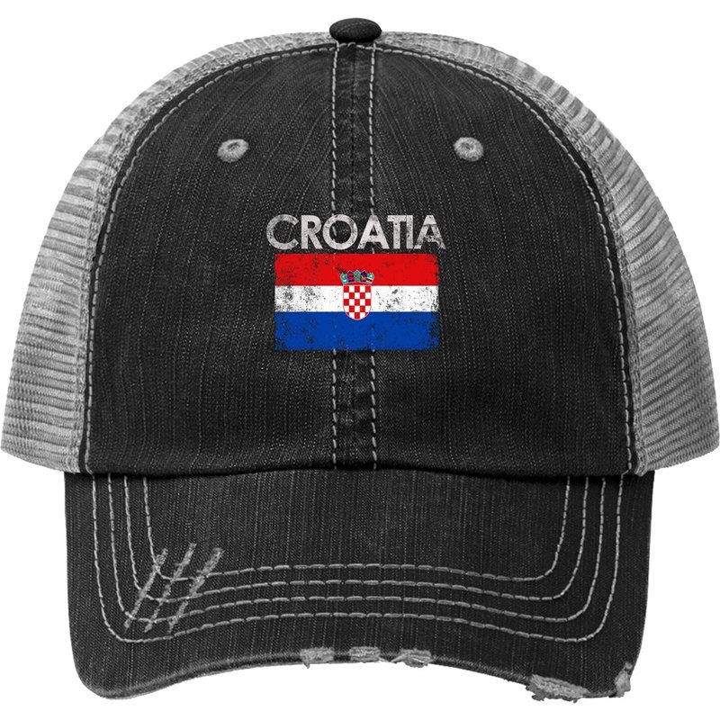 Casquette Trucker Vintage Drapeau Croate — Casquette de baseball