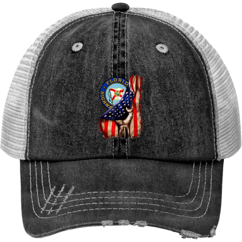 Casquette Trucker avec imprimé du drapeau américain de la Florida Highway Patrol — Casquette de baseball