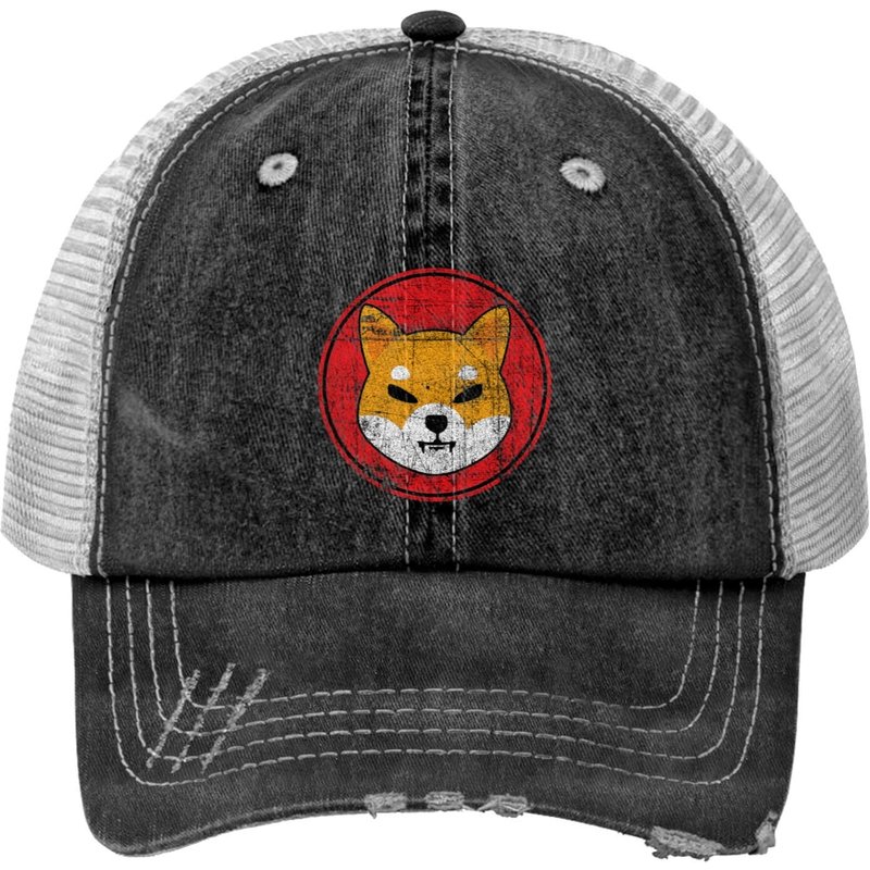 Casquette Trucker Distressed Shiba Inu Logo Shib To The Moon — Casquette de baseball