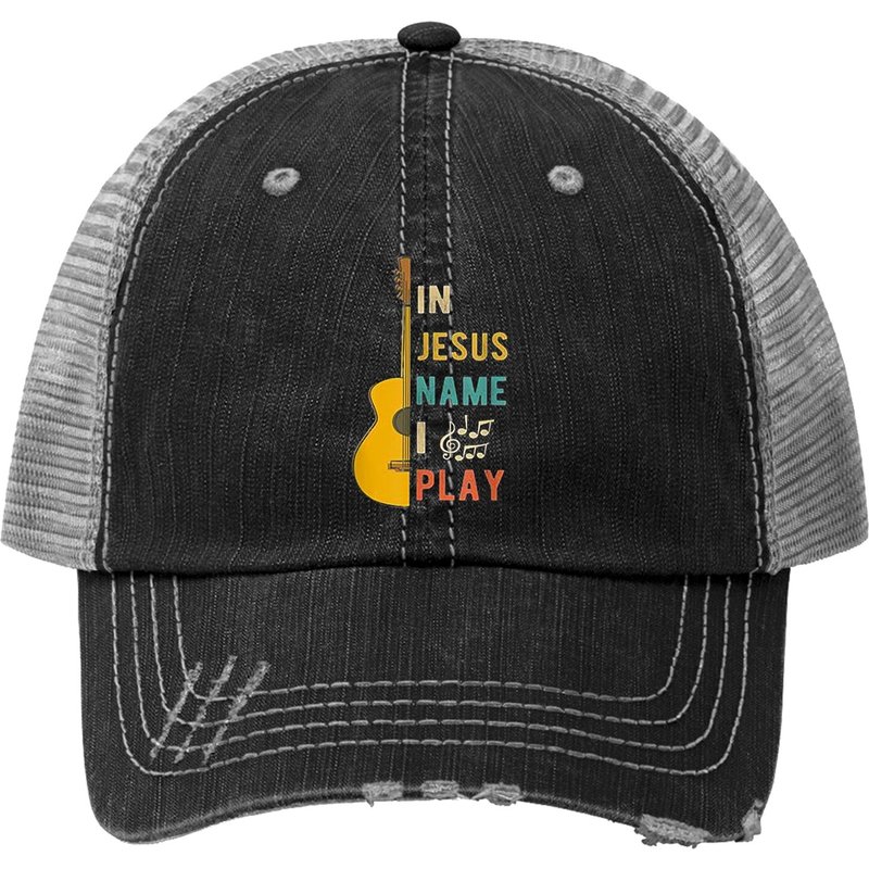 Casquette Trucker In Jesus Name I Play Guitar — Casquette de baseball
