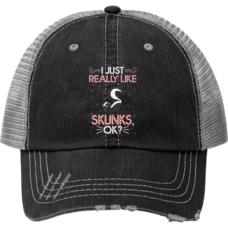 Chapeau Trucker Funny I Just Really Like Skunks — Casquette de baseball