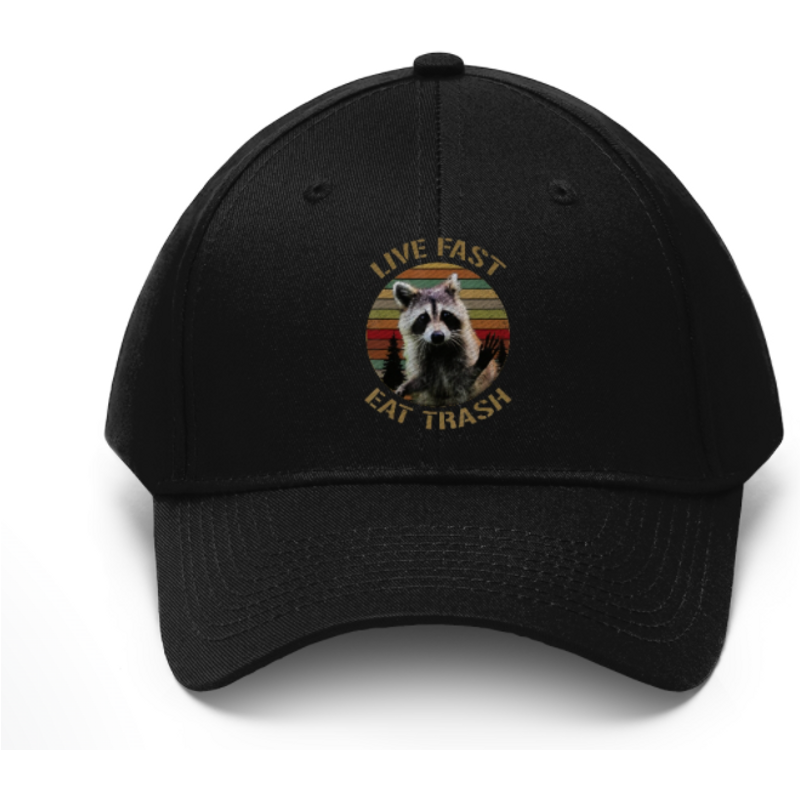 Live Fast Eat Trash Racoon Twill Hat