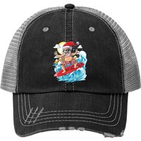 Santa Hawaiian Surfing Christmas Trucker Hat