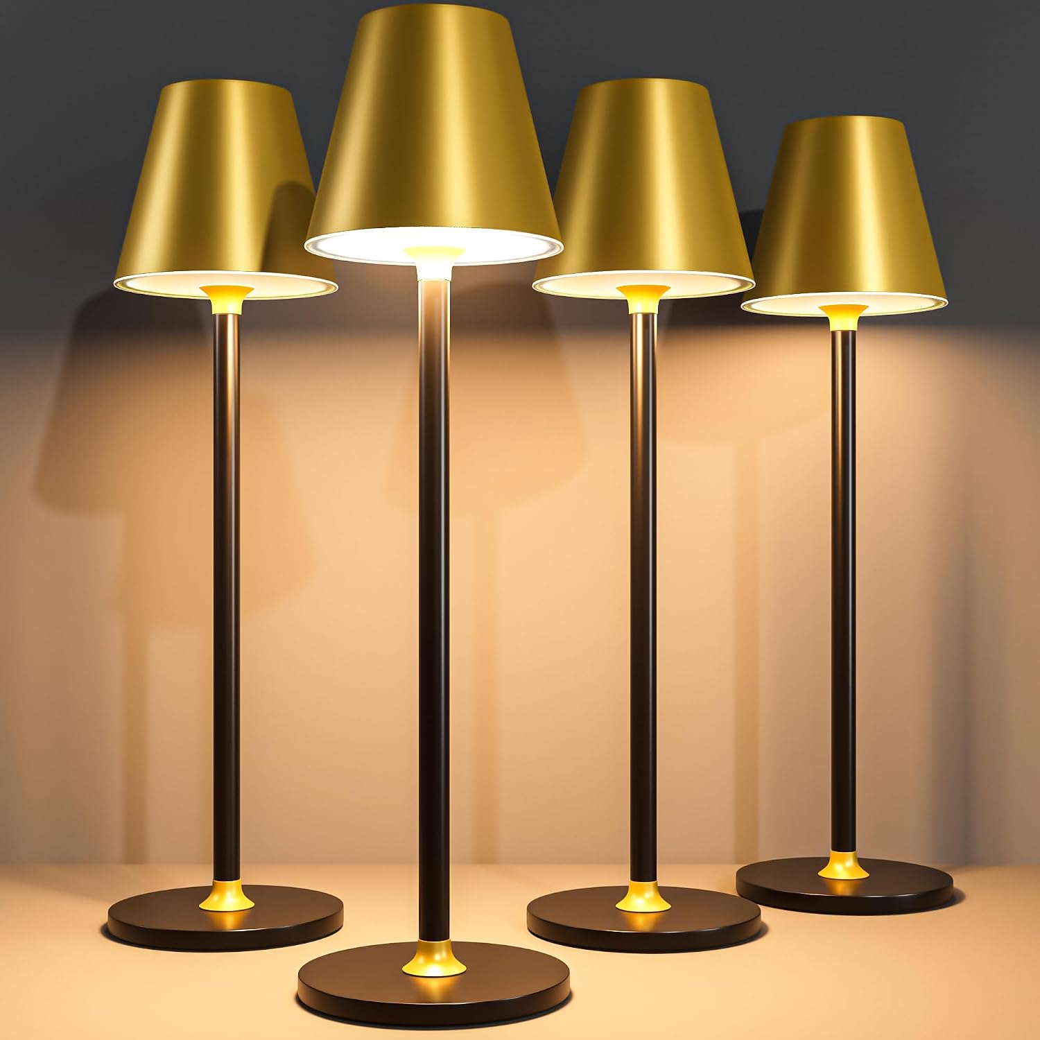 Timjorman 4-Pack Cordless Desk Lamps with 5000mAh Rechargeable Battery — Led Desk Lamp