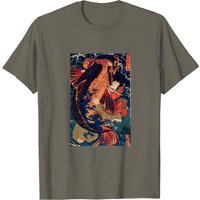 Fighting The Giant Carp Japanese T-Shirt for Men