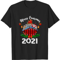 T-shirt de Noël en Plaid Rouge avec Bateau de Croisière pour Famille — T-shirts pour hommes