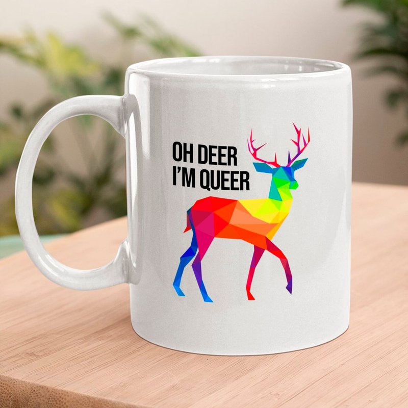 Mug Oh Deer I'm Queer LGBT Rainbow Gay Pride — Tasses et gobelets