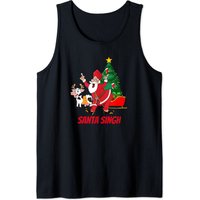 Punjabi Indian Bhangra Dancing Santa Claus Singh Tank Top for Men — Mens T Shirts