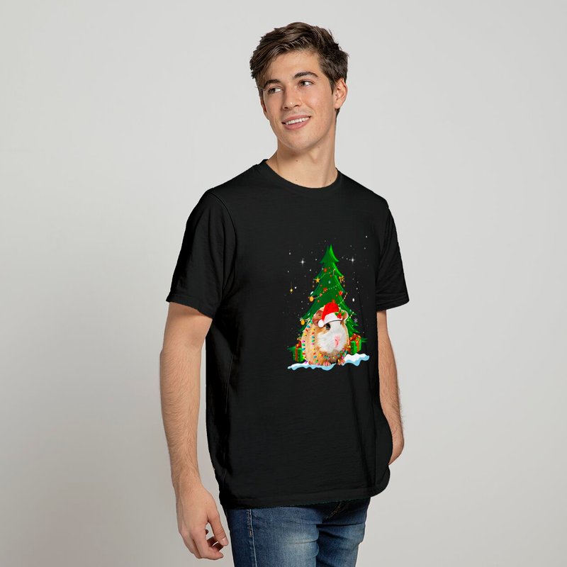 T-shirt Noël Cochon d'Inde avec Arbre de Noël pour Hommes