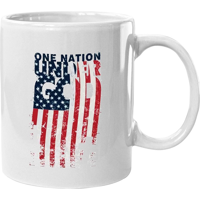 One Nation Under God Christian Cross American Flag Mug — Mugs & Tumblers