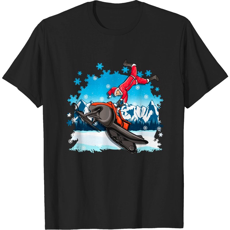 Christmas Snowmobile Santa Claus T-Shirt for Men — Mens T Shirts