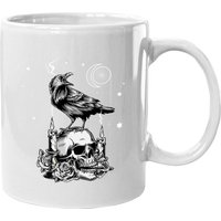 Black Crow Raven Skull Tarot Card Gothic Coffee Mug