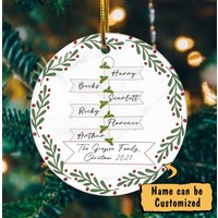 Family Christmas Personalised Ceramic Circle Ornament — Ornaments