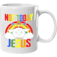 Mug Not Today Jesus Unicorn Satan Goat Rainbow — Tasses et gobelets