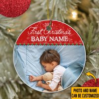 Baby's First Christmas Ceramic Circle Custom Ornament