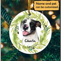 Personalized Ceramic Circle Ornament for Dog Lovers