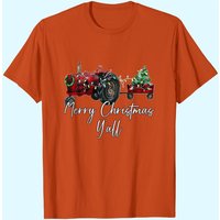 Merry Christmas Y'all Tractor Farmer T-Shirts for Men