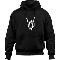 Hoodie Skeleton Rock N Roll avec Signe de Main — Sweats à capuche pour hommes