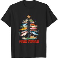 T-shirt de Noël Merry Fishmas avec Arbre et Poisson pour Hommes — T-shirts pour hommes