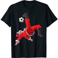 Soccer Christmas Santa Bicycle Kick T-Shirt for Men