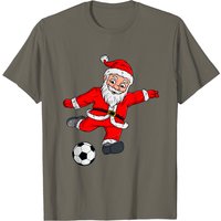 Christmas Santa Claus Soccer Ball T-Shirt for Men