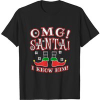 T-shirt pour hommes Omg Santa I Know Him en noir