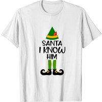 Santa Omg I Know Him Elf Matching Family Christmas T-Shirt — Mens T Shirts