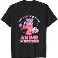 T-shirt Just A Girl Who Loves Anime Et Sketching Pour Hommes