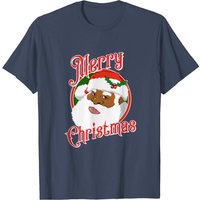 T-shirt Noir Joyeux Noël Père Noël Afro-Américain