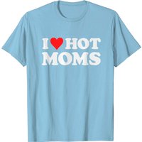 I Love Hot Moms Red Heart T-Shirt for Men