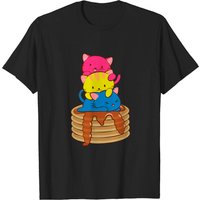 T-shirt Kawaii Chat avec Drapeau Pansexuel pour Hommes