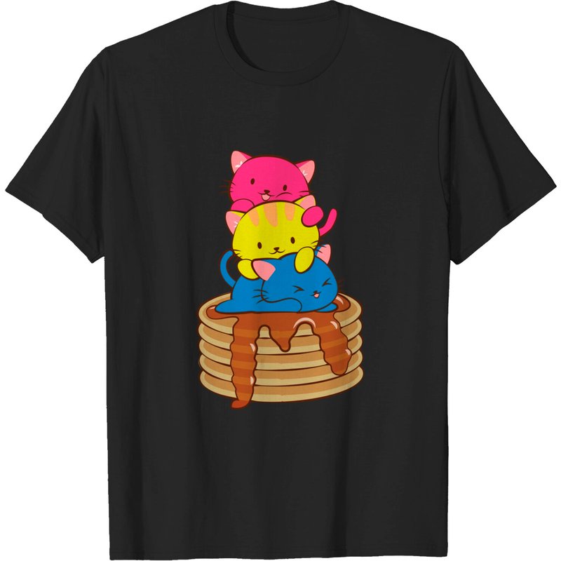 T-shirt Kawaii Chat avec Drapeau Pansexuel pour Hommes — T-shirts pour hommes