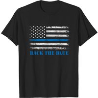 T-shirt de soutien à la police avec le drapeau américain Thin Blue Line