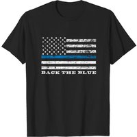 T-shirt Back The Blue Thin Blue Line Drapeau Américain pour Hommes