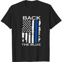 T-shirt Thin Blue Line Back the Blue Drapeau Américain pour Hommes — T-shirts pour hommes