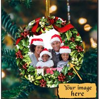 Costum Christmas Family Holiday Ceramic Circle Ornament