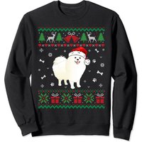 Funny American Eskimo Dog Santa Hat Sweatshirt for Unisex