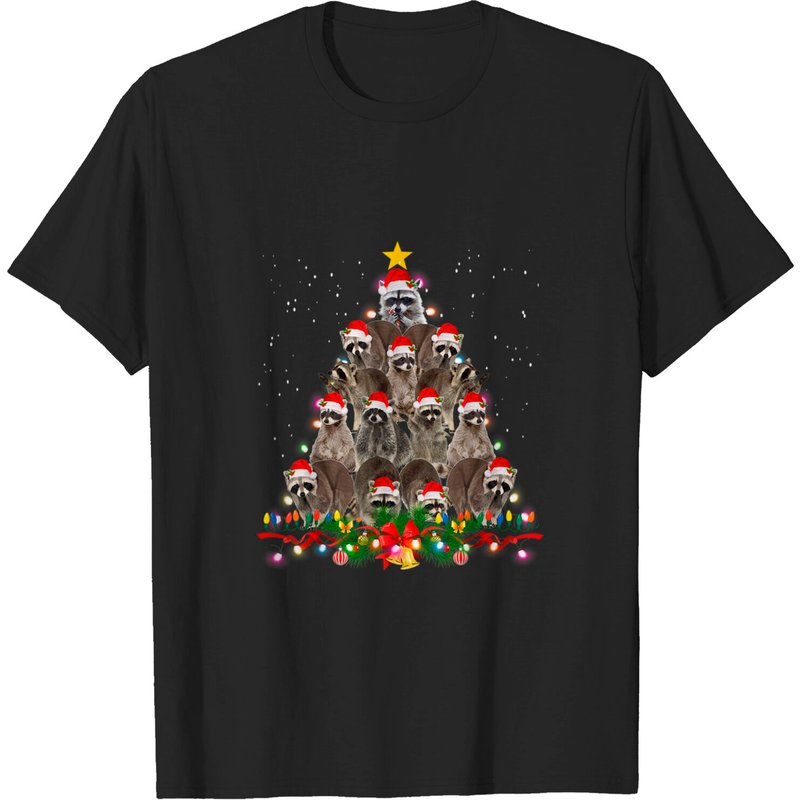 T-shirt de Noël Raton Laveur avec Lumières pour Hommes — T-shirts pour hommes