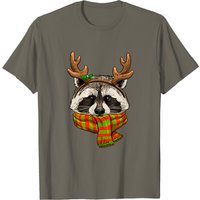 T-shirt Raccoon Noël avec Antlers pour Hommes — T-shirts pour hommes