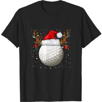 Funny Golf Reindeer Santa Hat Christmas T-Shirt for Men