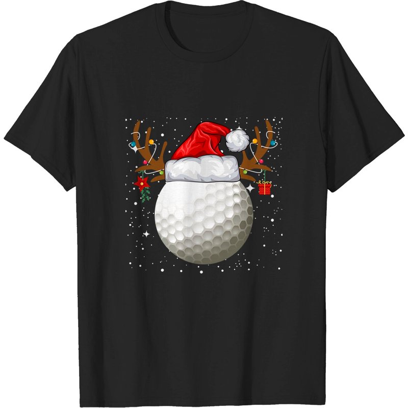 T-shirt de Noël pour hommes avec renne de golf et chapeau de Santa — T-shirts pour hommes