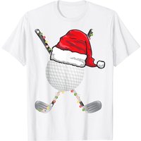 Golf Ball Christmas Santa Hat Golfer Pajama Gift T-Shirt for Men