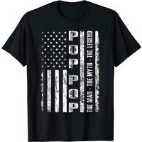 Pop Pop The Man The Myth The Legend US Flag T-Shirt for Men